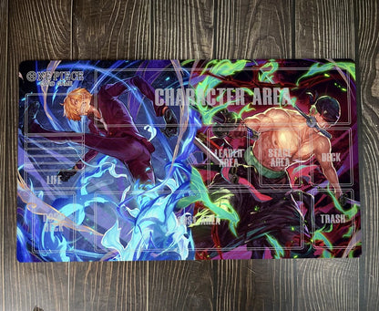 One Piece O-P OPCG TCG CCG Table Sanji Roronoa Zoro Playmat Trading Card Game Deskmat Mousepad