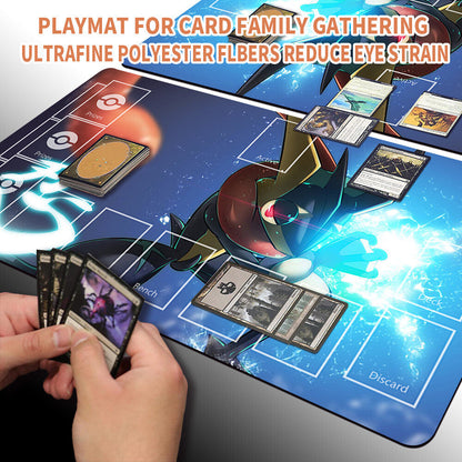 NEW Pokemon Greninja Playmat Stitched Edge with Card Zones Rubber Game Playmat Stitched Edge of TCG