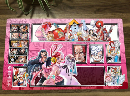 One Piece OPCG TCG CCG Table Mouse Pad Uta Playmat Trading Card Game DeskMat Pink