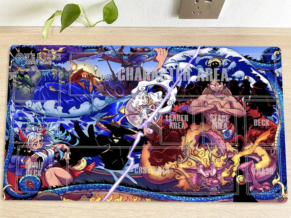 One Piece Luffy Gear 5 Kaidou Playmat CCG OPCG Play Mat Trading Card Game Pad Mousepad Deskmat