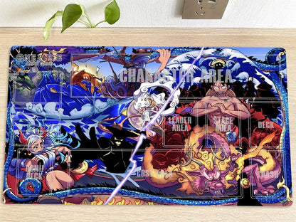 One Piece Luffy Gear 5 Kaidou Playmat CCG OPCG Play Mat Trading Card Game Pad Mousepad Deskmat