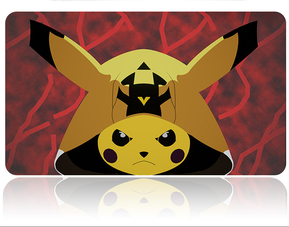 Card with a stylized character design on a red background, featuring a tool or device above it.