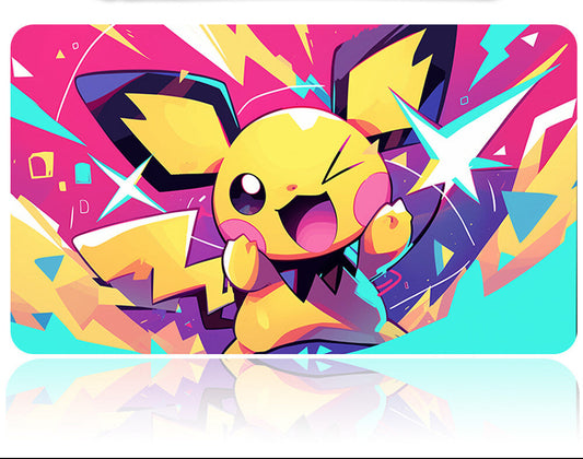 Colorful mouse pad with Pikachu design on a white background