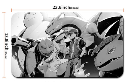 Pokémon-themed mouse pad with character illustration and measurements