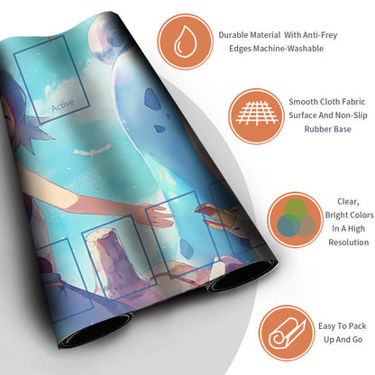 NEW Pokemon Playmat Stitched Edge with Card Zones Rubber Playmat Stitched Edge Compatible Pokemon