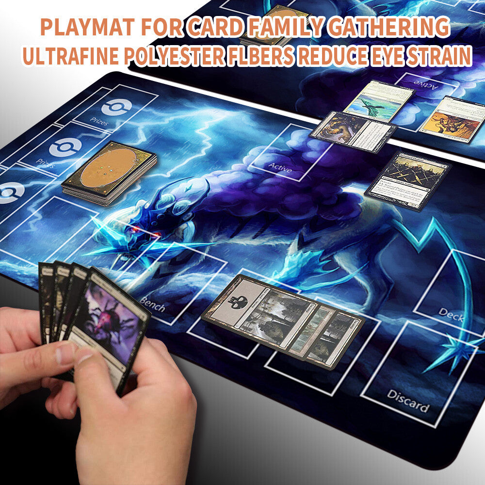 NEW Pokemon Playmat Stitched Edge with Card Zones Rubber Playmat Stitched Edge Compatible Pokemon