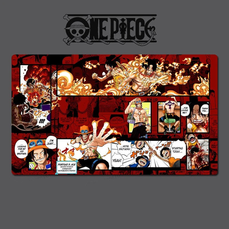 One Piece-themed mouse pad with various characters and action scenes.
