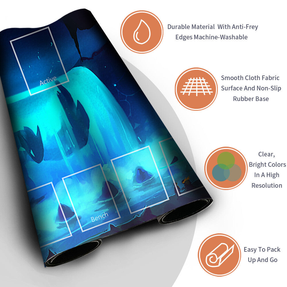New Pokemon Lugia Playmat Stitched Edge | Pokemon Playmat Stitched Edge With Zones | 204724