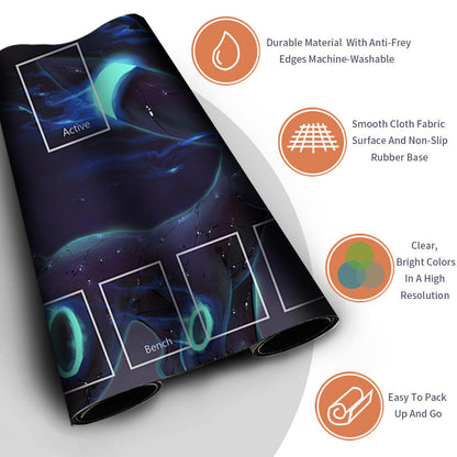 Pokemon Umbreon Playmat Stitched Edge With Zones Card Game Playmat of MTG TCG CCG Deskmat