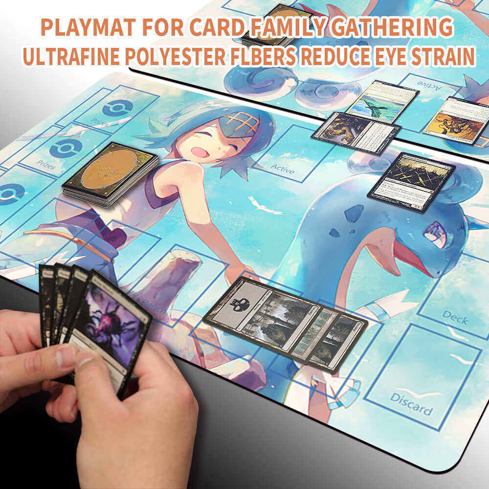 NEW Pokemon Playmat Stitched Edge with Card Zones Rubber Playmat Stitched Edge Compatible Pokemon