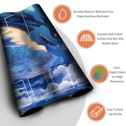 NEW Pokemon Rayquaza Playmat Stitched Edge with Card Zones Rubber Game Playmat Stitched Edge of TCG