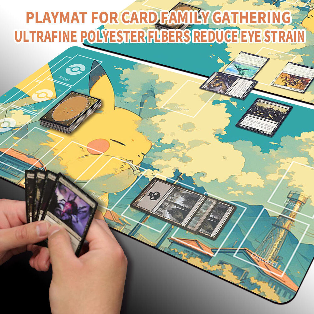 New Pokemon Pikachu Playmat Stitched Edge with | Pokemon Playmat Stitched Edge With Zones | 146521