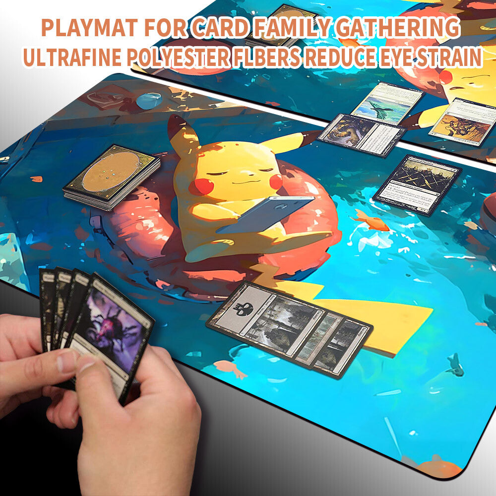 New Pokemon Pikachu Playmat Stitched Edge | Pokemon Playmat Stitched Edge With Zones | 694655