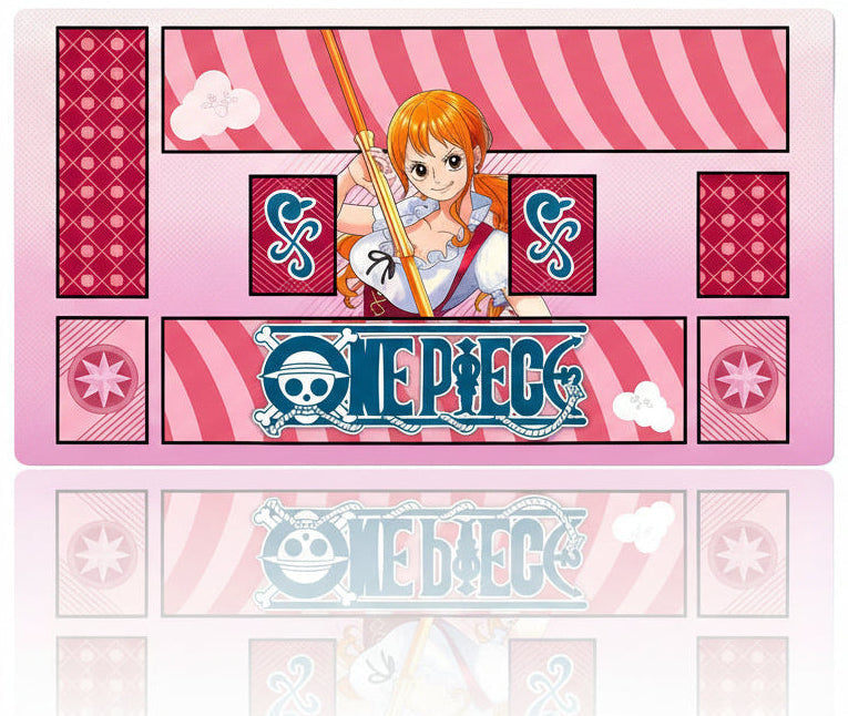 One Piece-themed product with character design and branding on a pink background